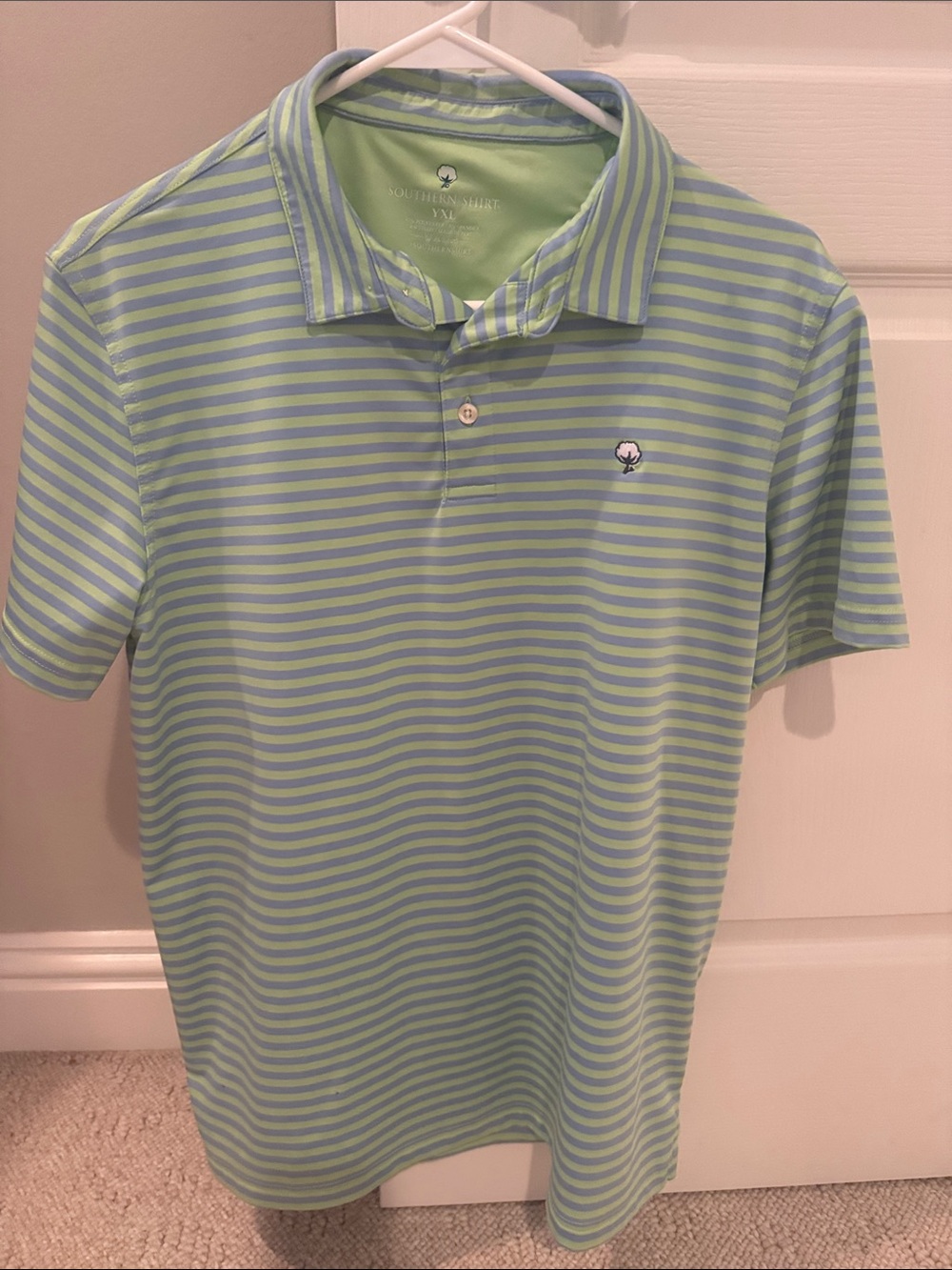 Southern Shirt Light Green and Mint performance Striped Polo